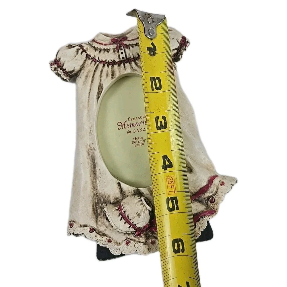 Vtg Ganz Treasured Memories Little Dress w Bonnet Picture Frame Cottage Decor